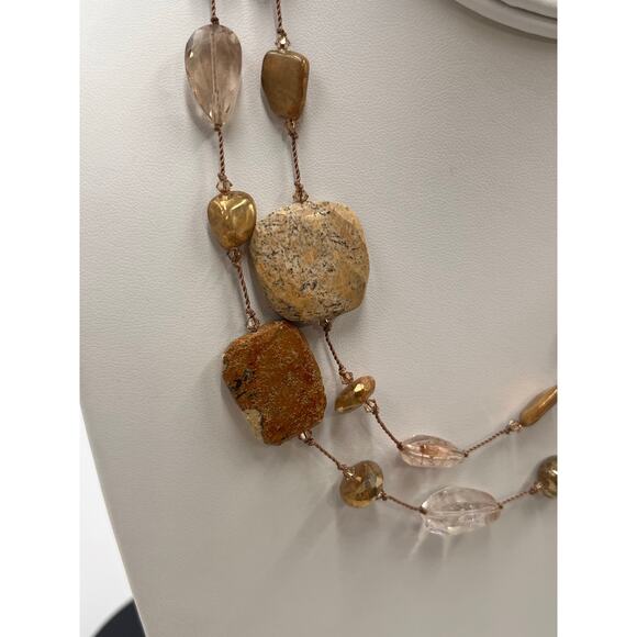 Margo Morrison Jasper Crushed Rutilated Quartz Gold Coated Labradorite Necklace - Picture 2 of 8